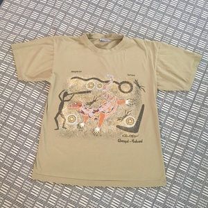 90s Australia Aboriginal Dot Art T-shirt Unisex Sz Lg 100% cotton made in Aust